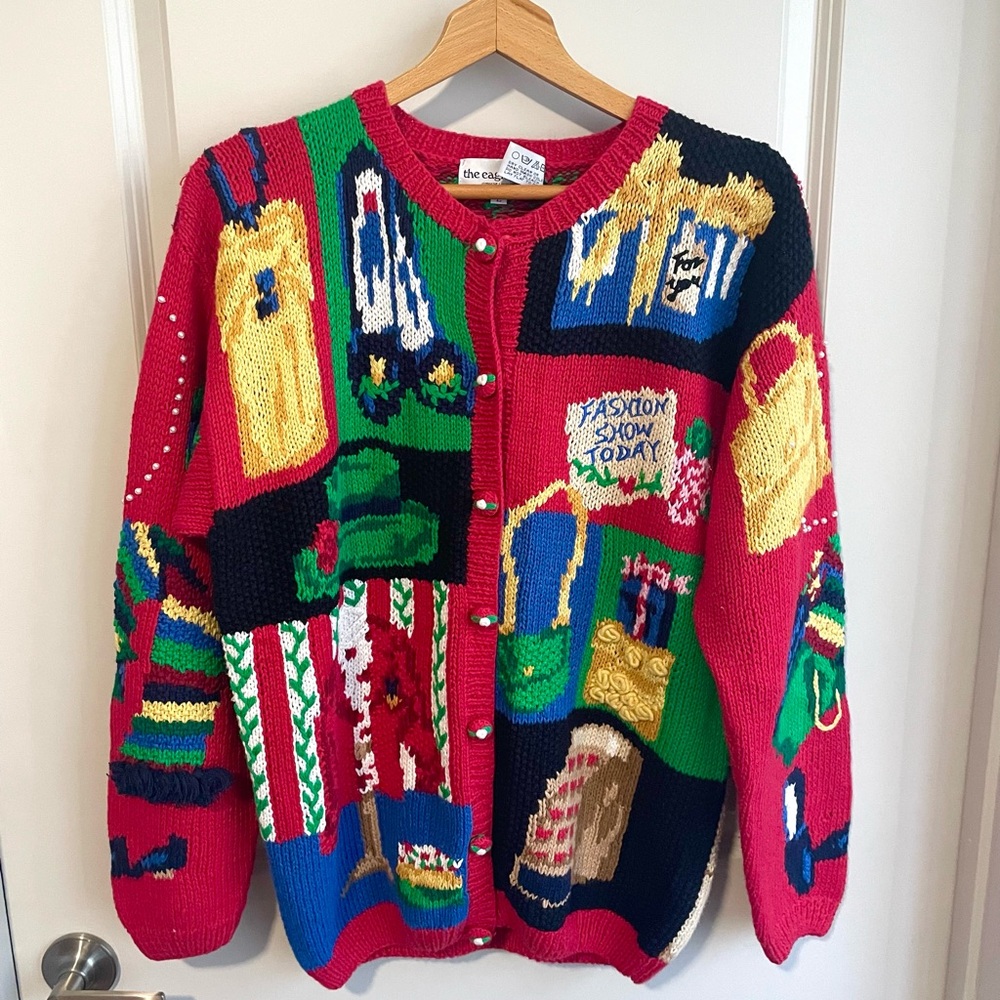 Vintage 1994 The Eagle’s Eye Fashion Show Cardigan, Vintage Red Sweater, Large